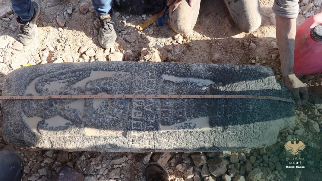 2,000-year-old-stele-with-greek-inscription-discovered-in-manbij,-syria