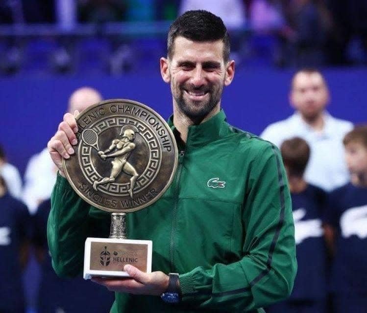 Djokovic and the Spartan Warrior Playing Tennis Trophy