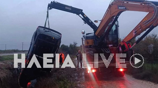 Θρίλερ με αυτοκίνητο που βρέθηκε αναποδογυρισμένο σε κανάλι στον Σταφιδόκαμπο της Ανδραβίδας, δείτε φωτογραφίες