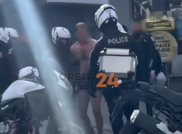 Συνελήφθη-αλλοδαπός-που-κυκλοφορούσε-ημίγυμνος-στο-Ηράκλειο-Κρήτης,-«κυνήγησε-πελάτη-κρατώντας-μαχαίρι»