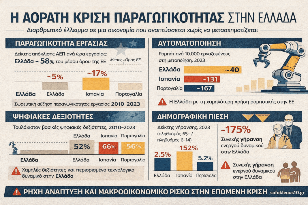 Η-αόρατη-κρίση-παραγωγικότητας-στην-Ελλάδα:-Διαρθρωτικό-έλλειμμα-σε-μια-οικονομία-που-αναπτύσσεται-χωρίς-να-μετασχηματίζεται