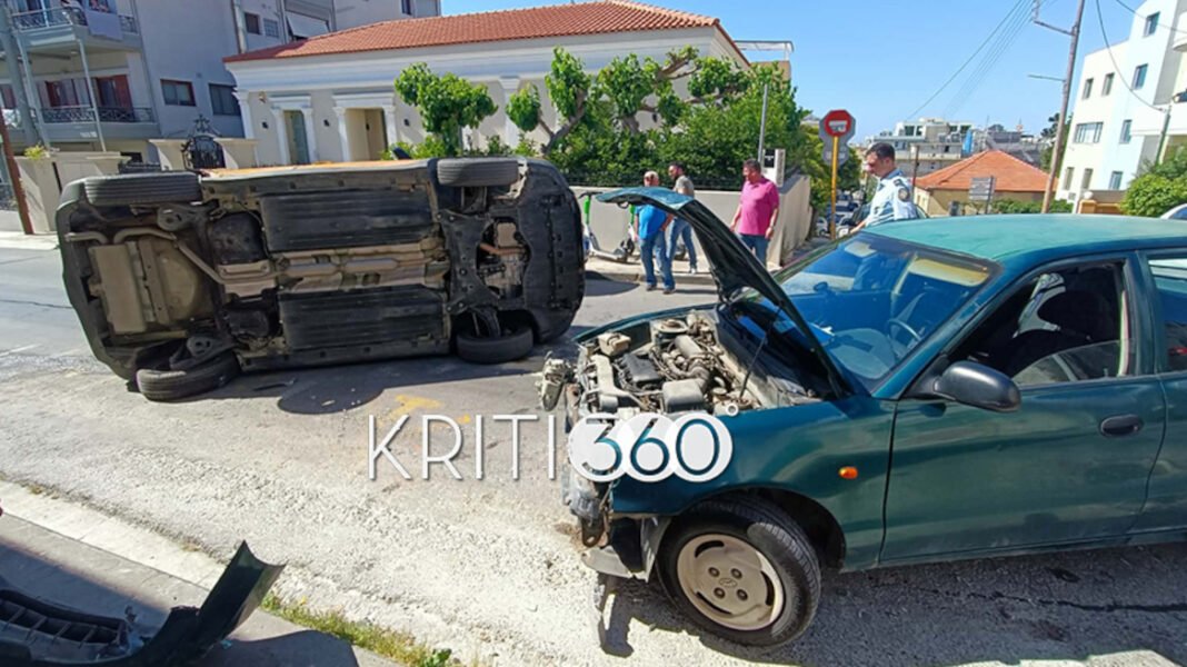 Τροχαίο με ανατροπή αυτοκινήτου στα διακστήρια στα Χανιά, δείτε φωτογραφίες Τροχαίο-με-ανατροπή-αυτοκινήτου-στα-διακστήρια-στα-Χανιά,-δείτε-φωτογραφίες